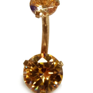 Piercing Ombligo Doble Cristal Ambar acero quirúrgico 316L