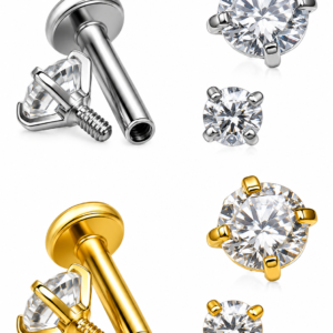 Piercing Labret Titanio F136 Zirconia Swarovski Premium
