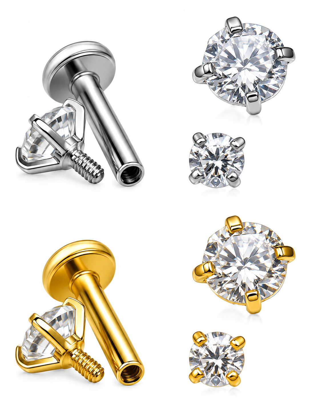Piercing Labret Titanio F136 Zirconia Swarovski Premium