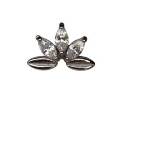 Piercing Strass Labret Hoja Zirconia 5A Acero Quirúrgico 316L