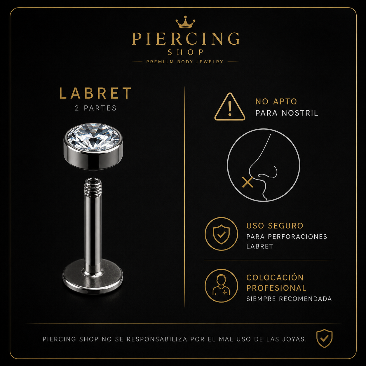 advertencia no usar labret en nostril
