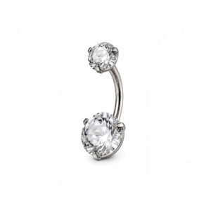 piercing ombligo zirconia 5A trransparente agua acero quirurgico 316