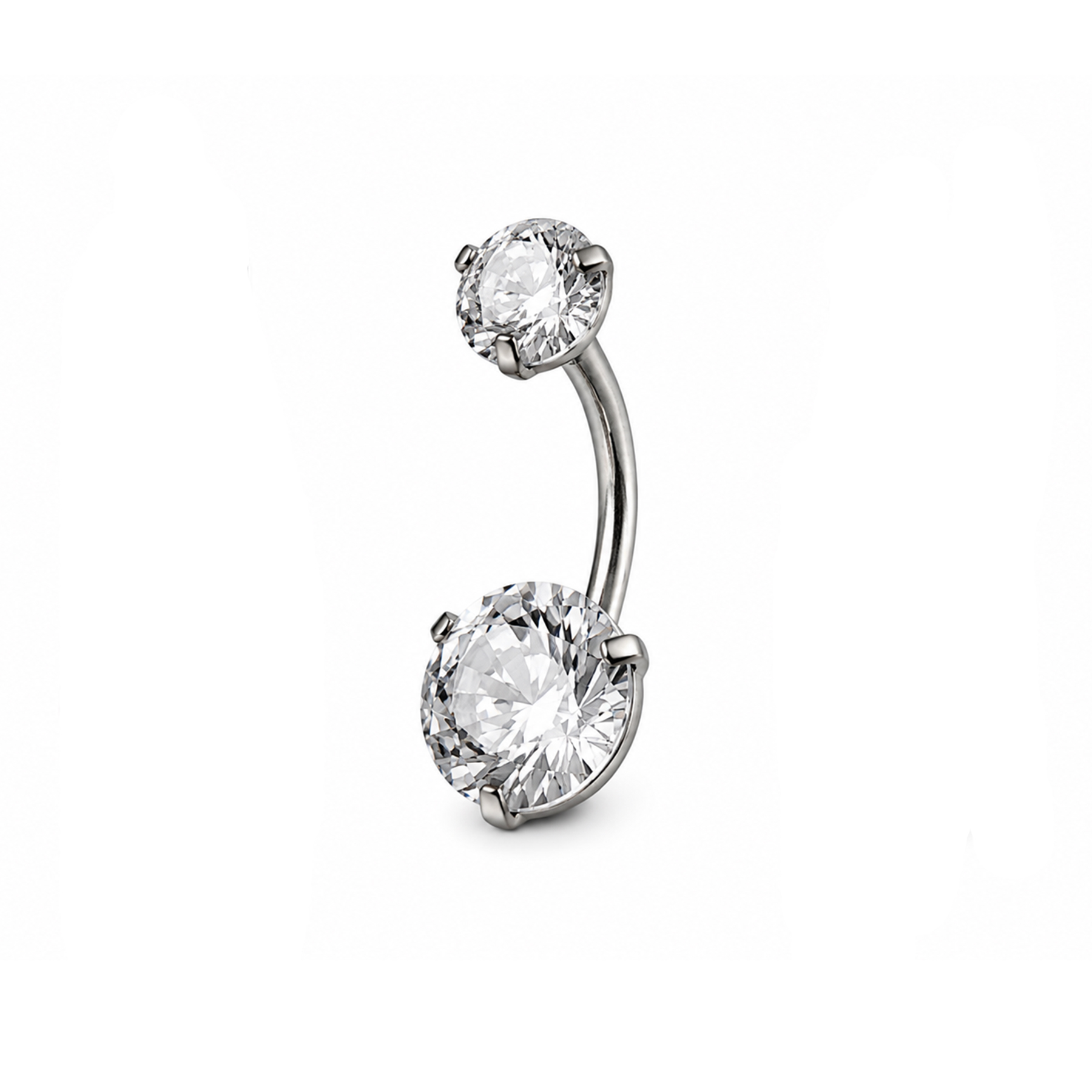piercing ombligo zirconia 5A trransparente agua acero quirurgico 316