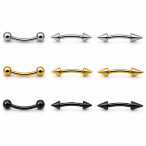 Piercing Ceja Acero Quirúrgico 316L bolitas y puas plpateado negro y dorado