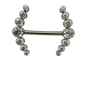 Par de pezoneras de titanio ASTM F136 con zirconias Swarovski originales diseño curvo premium.